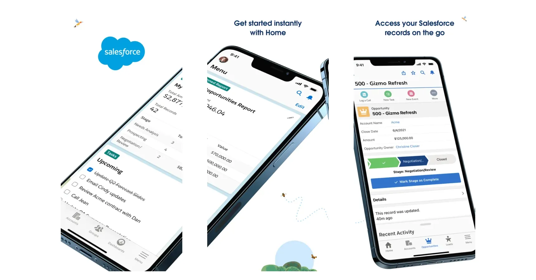 Images of the Salesforce app for the best apps for small business article
