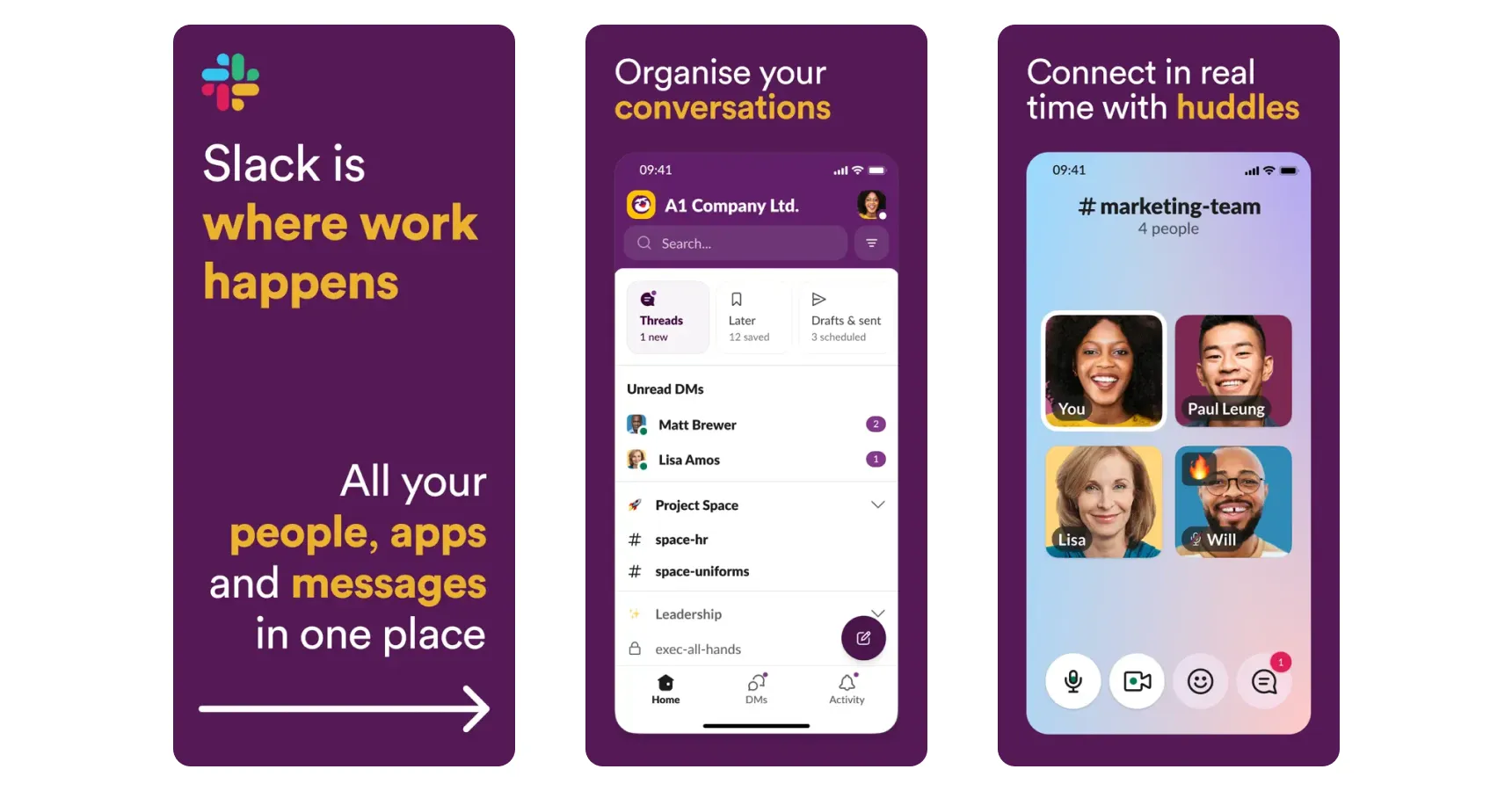 Images of the Slack app for the best apps for small business article