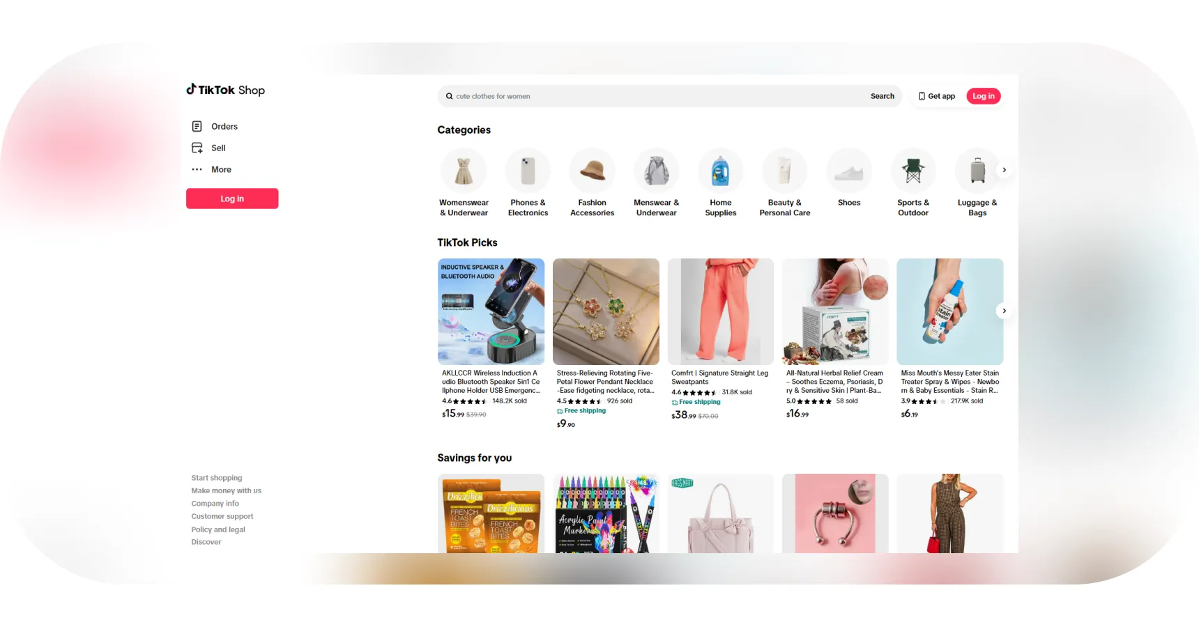 TikTok Shop Homepage for the article 'Is TikTok Shop legit'