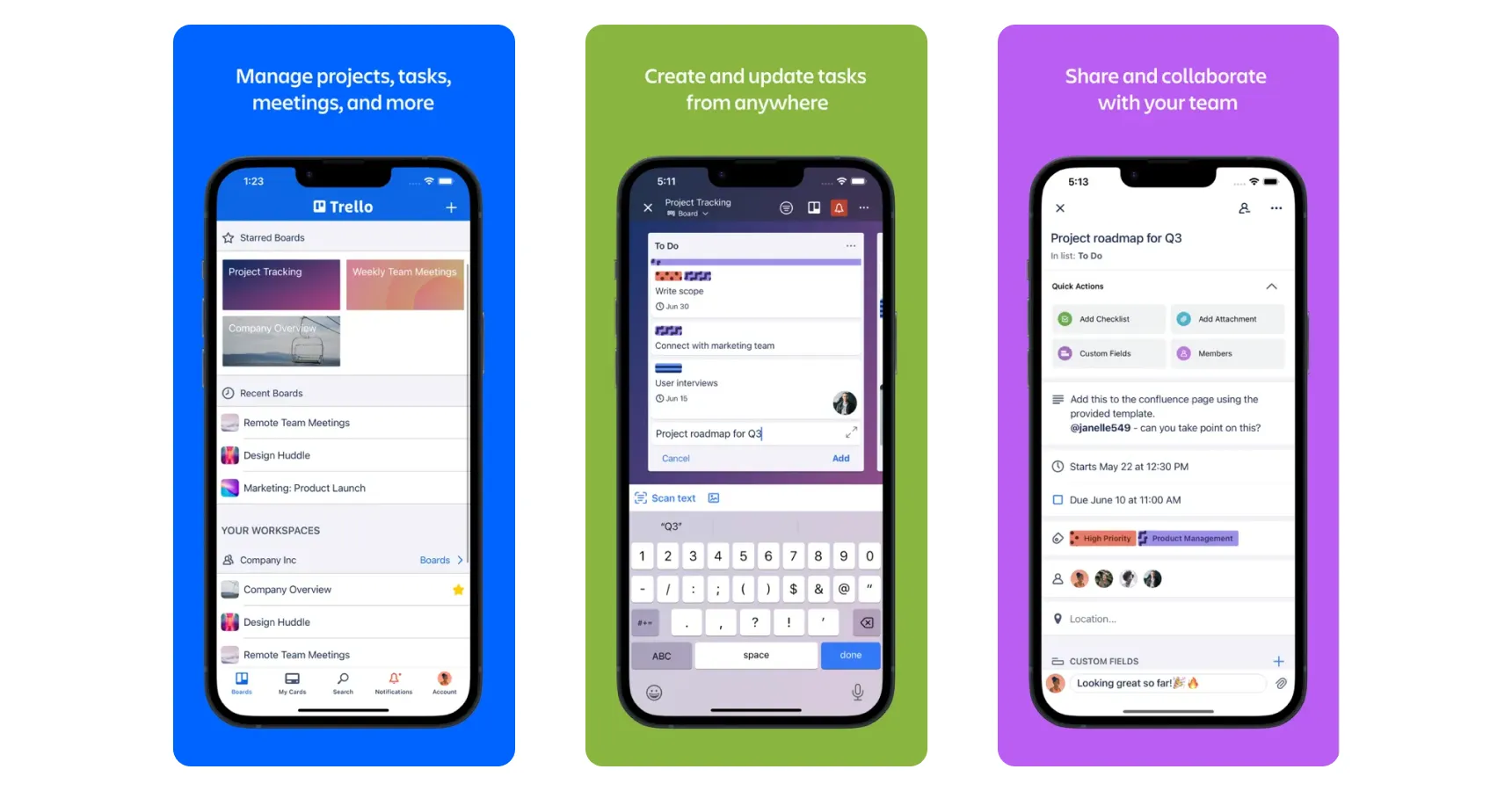 Images of the Trello app for the best apps for small business article