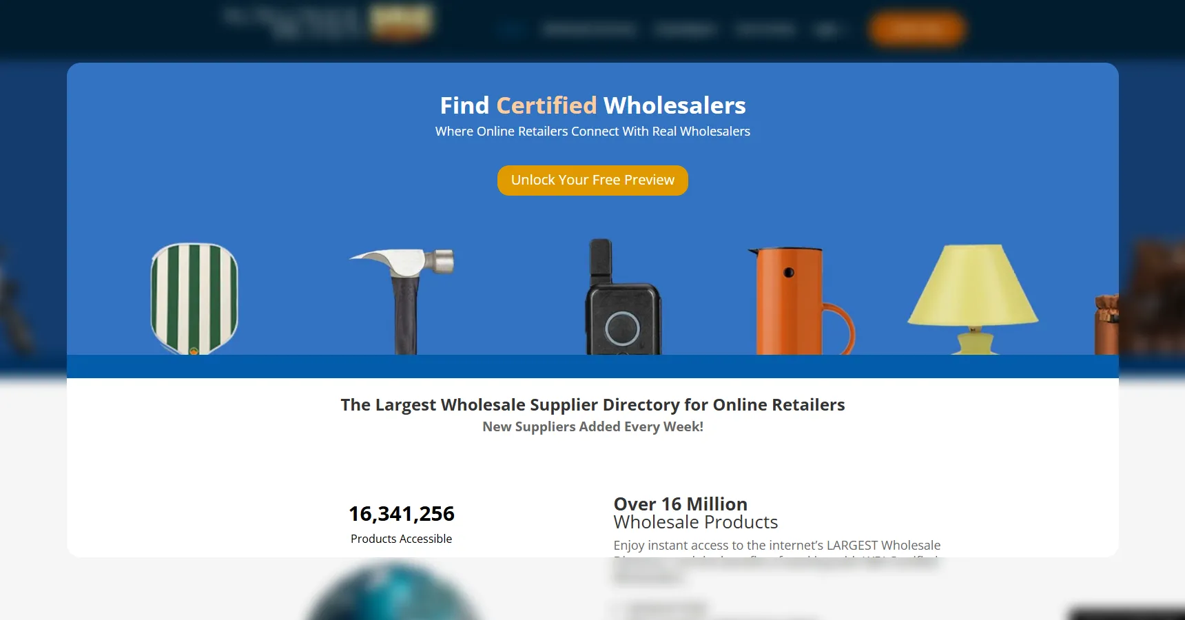 A screenshot of the Worldwide Brands' homepage for the best dropshipping suppliers article