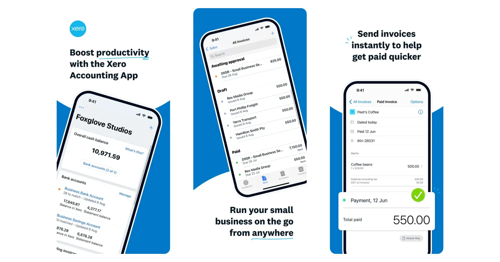 Images of the Xero app for the best apps for small business article