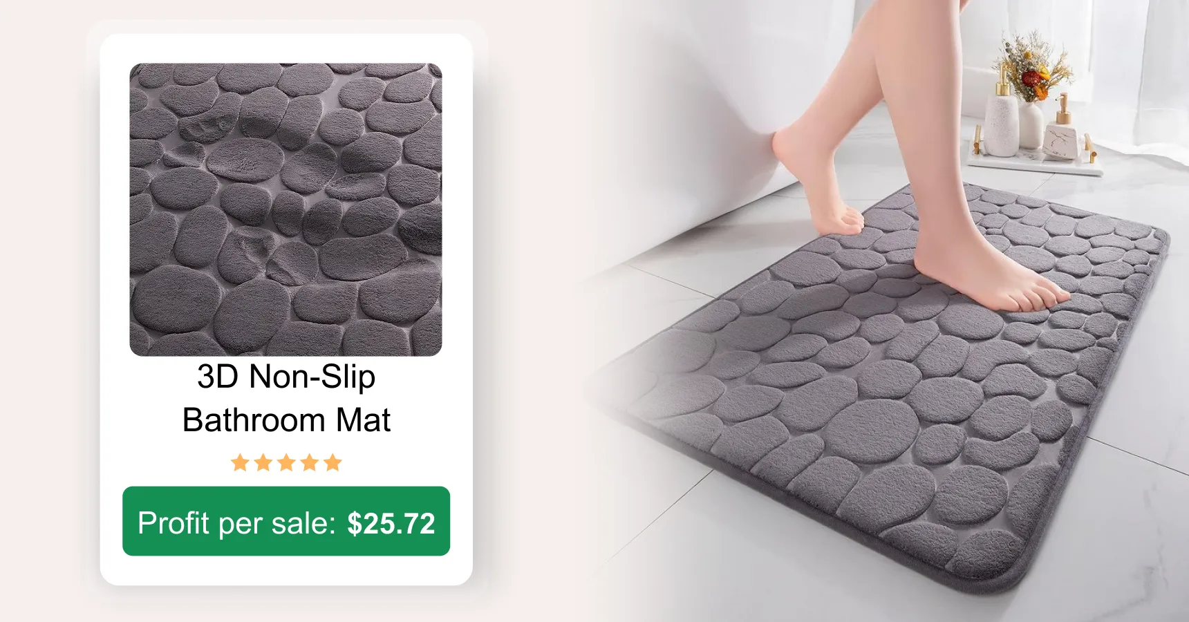 Image of a 3D non-slip bathroom mat for an article on AliExpress trending products 2026