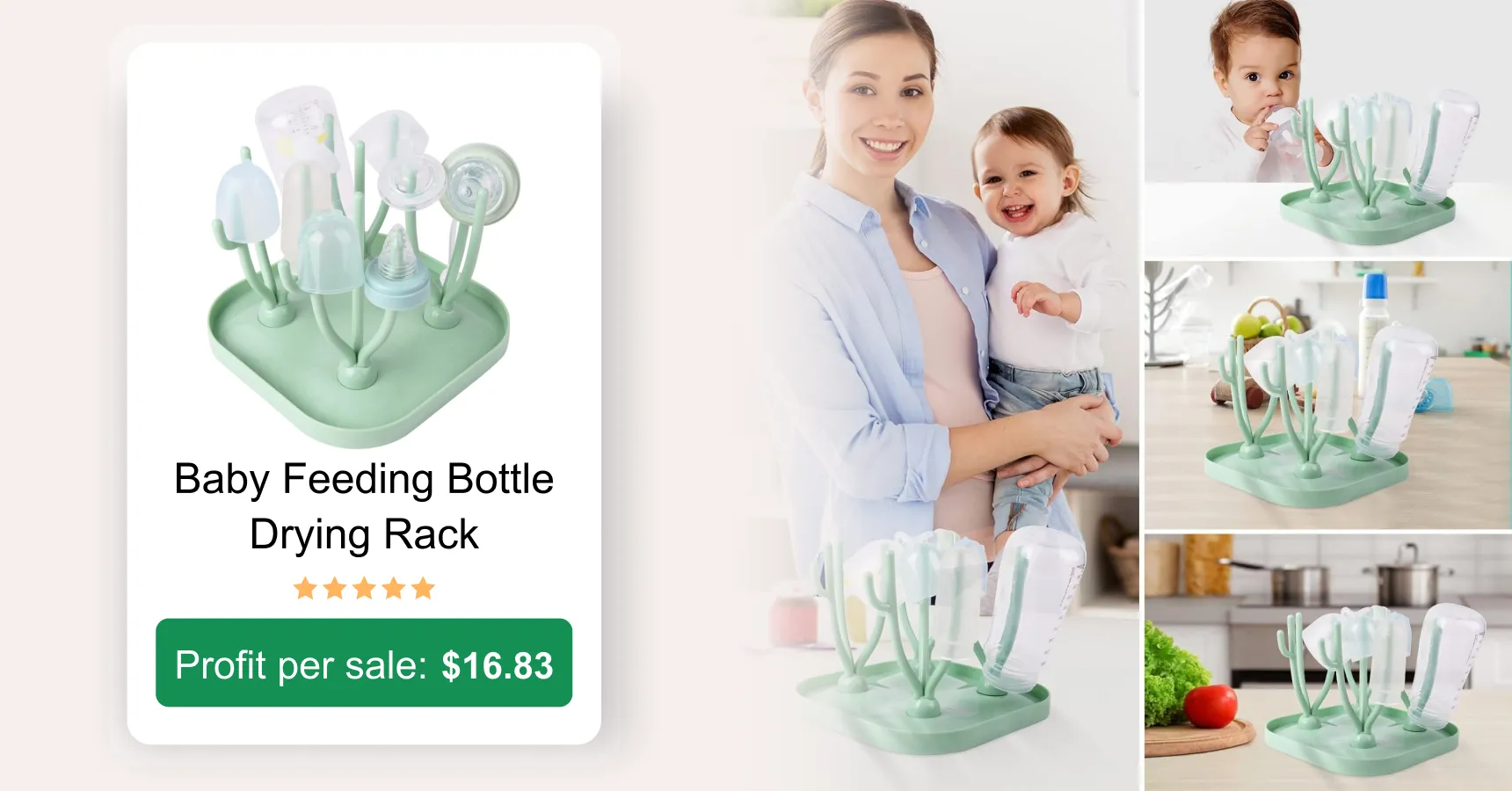 Image of a baby feeding bottle drying rack for an article on AliExpress trending products 2026