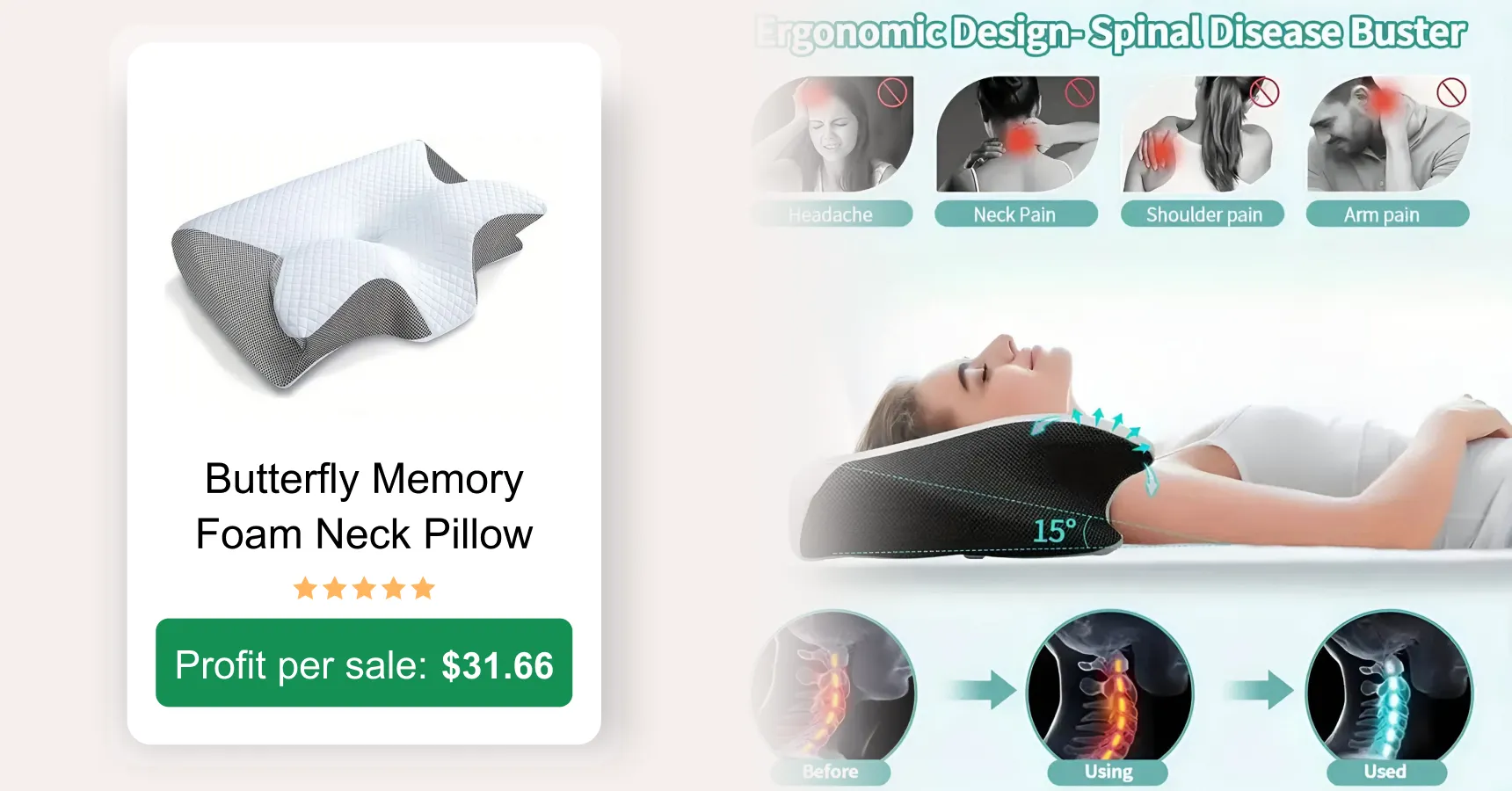 Image of a butterfly memory foam neck pillow for an article on AliExpress trending products 2026