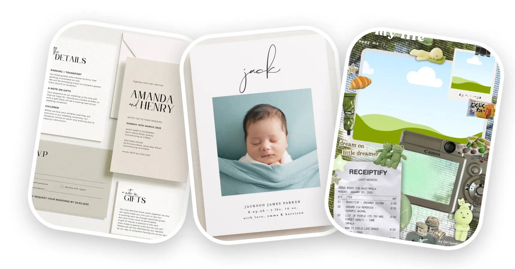 Examples of digital downloads for an article on what to sell on Etsy