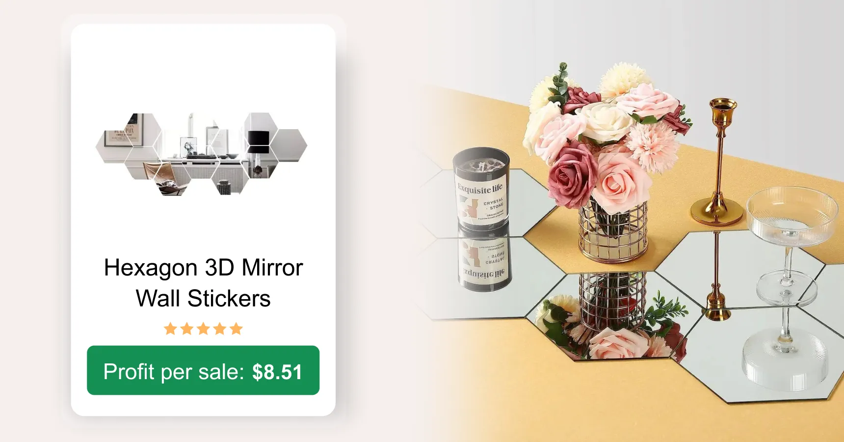 Image of a hexagon mirror wall stickers for an article on AliExpress trending products 2026