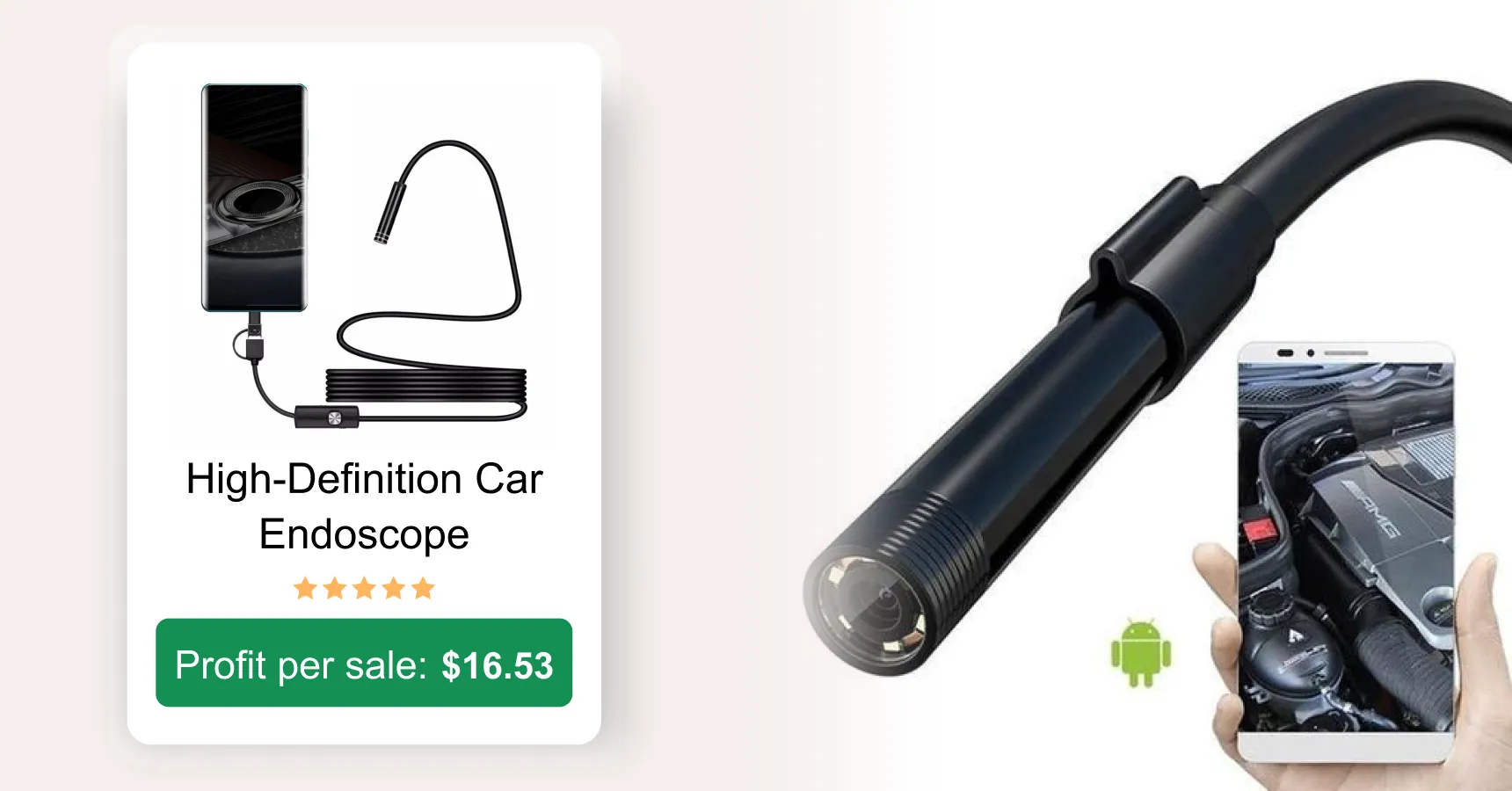 Image of a high definition car endoscope for an article on AliExpress trending products 2026