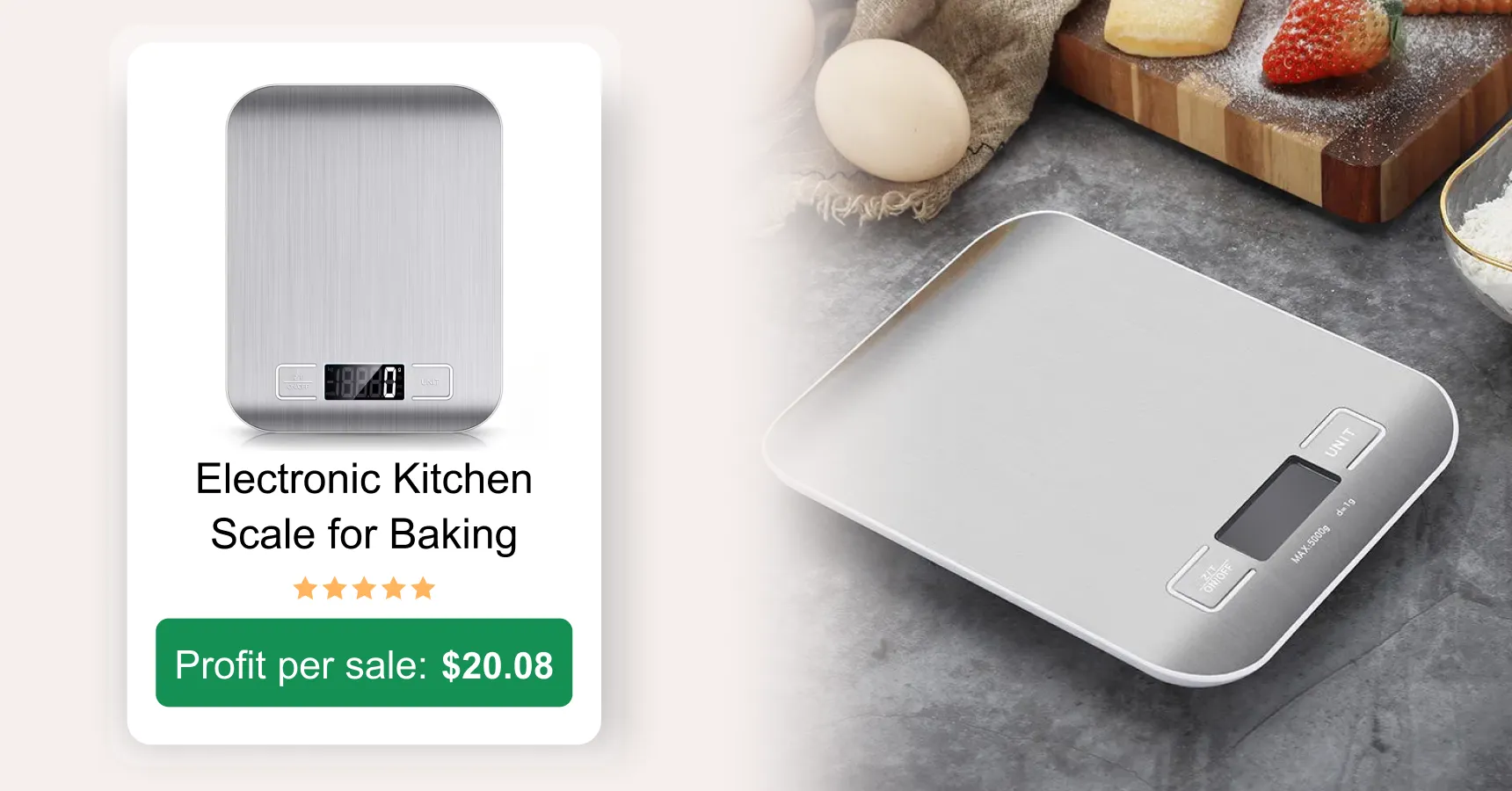 Image of a high-precision electronic kitchen scale for an article on AliExpress trending products 2026