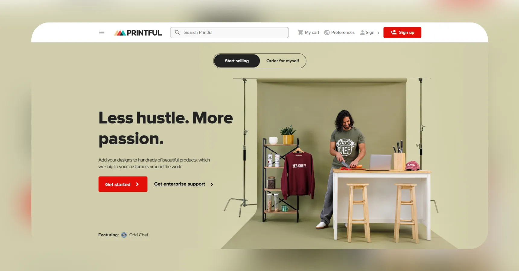 Screenshot of the Printful homepage for an article on the best clothing dropshipping suppliers