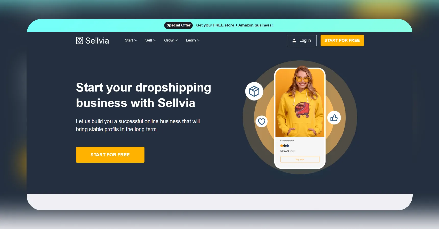 Screenshot of the Sellvia homepage for an article on the best clothing dropshipping suppliers