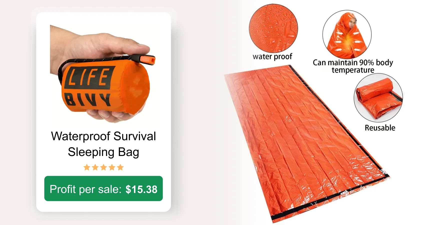 Image of a waterproof survival sleeping bag for an article on AliExpress trending products 2026